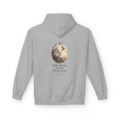 Unisex Fleece Hoodie mit Zitat - Börne - Jeder Zwang ist Gift – back