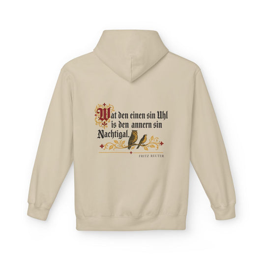 Unisex Fleece Hoodie mit Zitat - Reuter - Uhl und Nachtigal – back