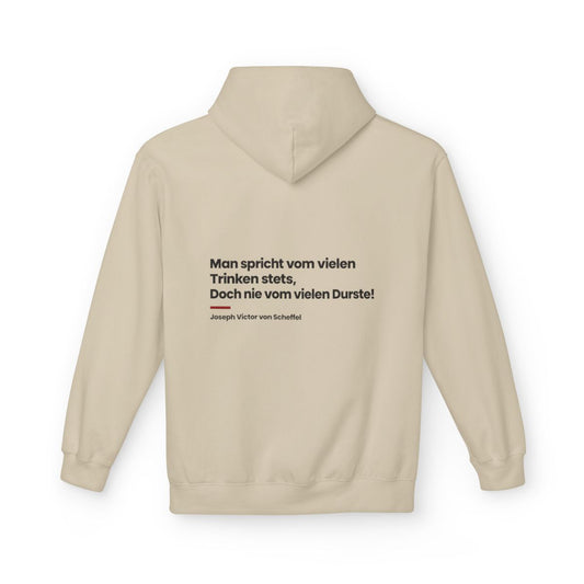 Unisex Fleece Hoodie mit Zitat - Scheffel - Vom vielen Durste – back