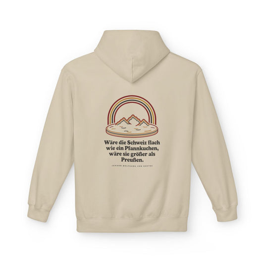 Unisex Fleece Hoodie mit Zitat - Goethe - Schweiz wie ein Pfannkuchen – back
