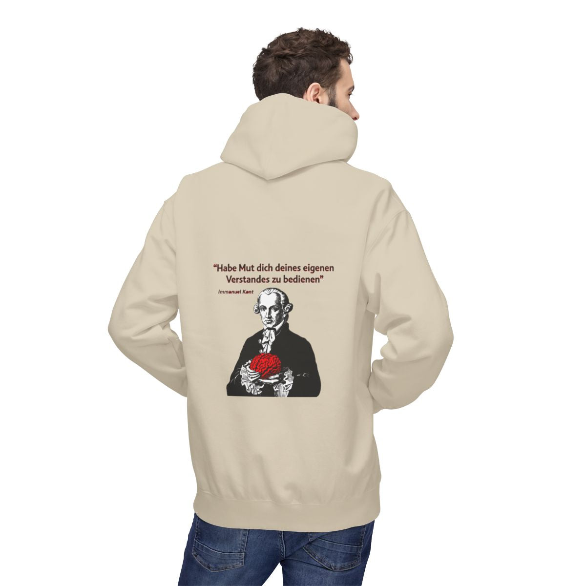 Unisex Fleece Hoodie mit Zitat - Kant - Habe Mut Gehirn – person-2-back