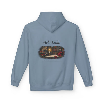Unisex Fleece Hoodie mit Zitat - Goethe - Mehr Licht – back
