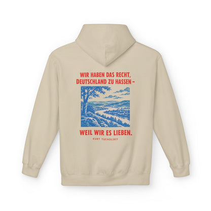 Unisex Fleece Hoodie mit Zitat - Tucholsky - Wir haben das Recht – back