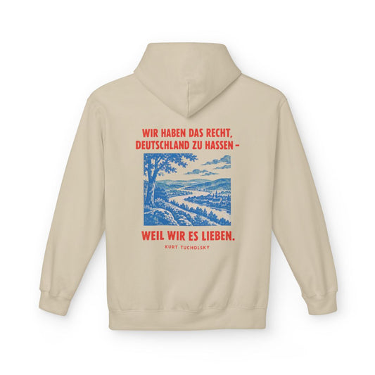 Unisex Fleece Hoodie mit Zitat - Tucholsky - Wir haben das Recht – back