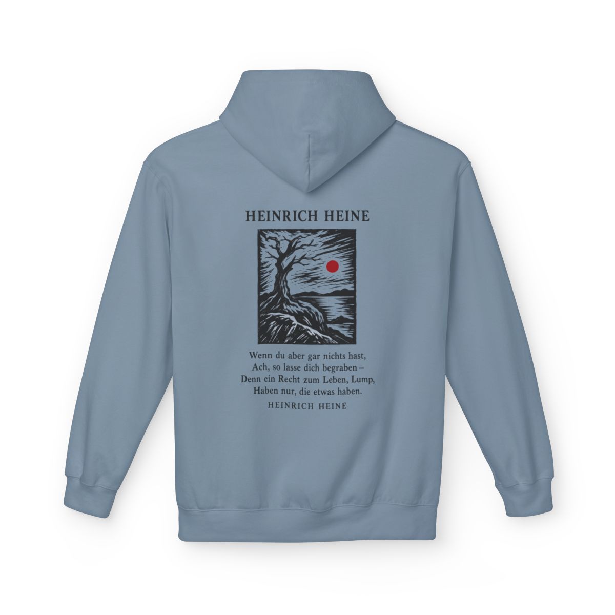 Unisex Fleece Hoodie mit Zitat - Heine - Wenn du aber gar nichts hast – back