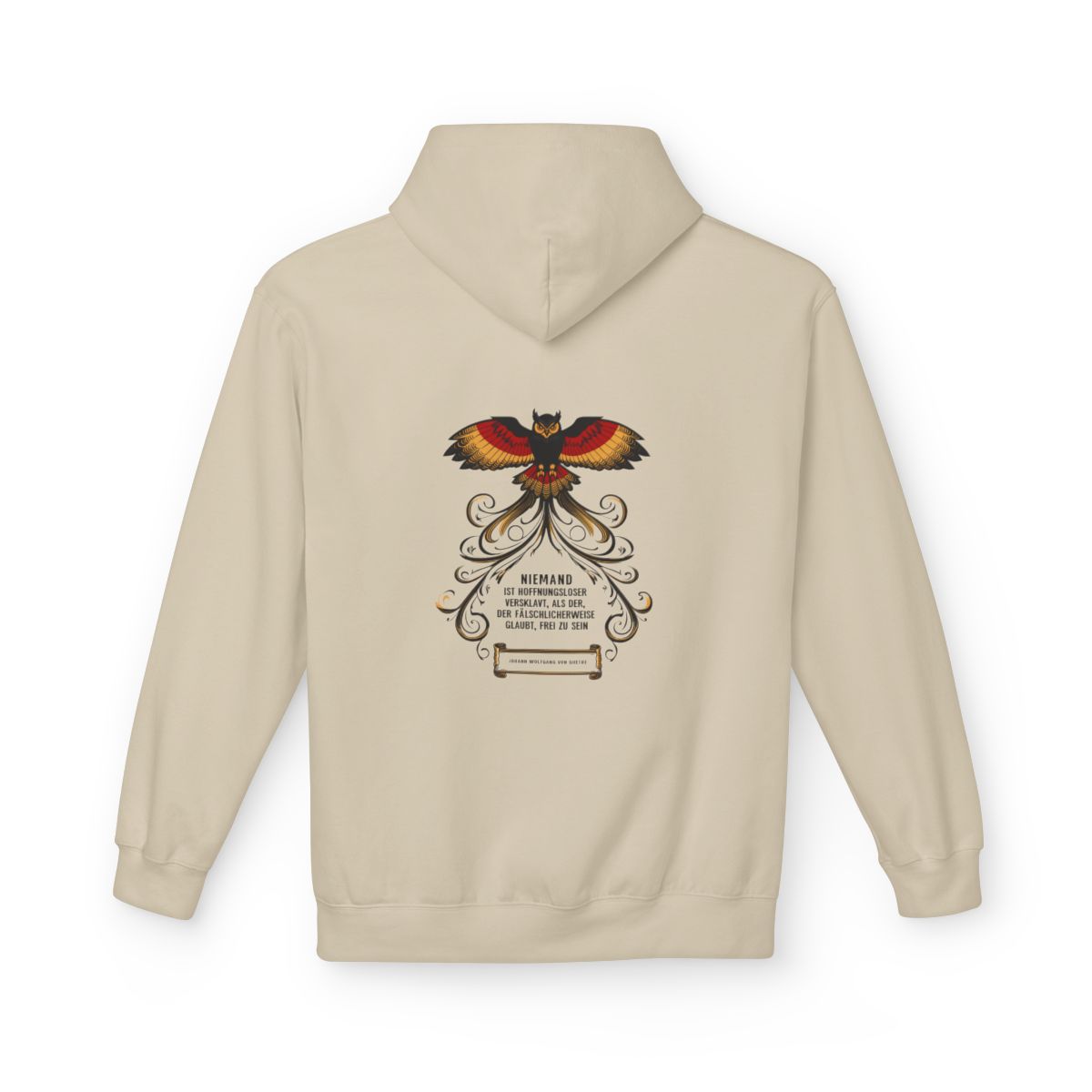 Unisex Fleece Hoodie mit Zitat - Goethe - Hoffnungslos versklavt – back