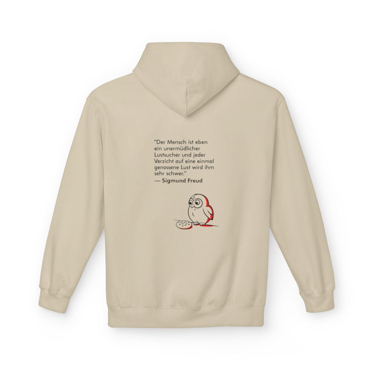 Unisex Fleece Hoodie mit Zitat - Freud - Unermüdlicher Lustsucher – back