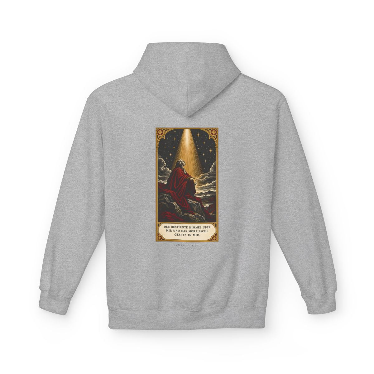 Unisex Fleece Hoodie mit Zitat - Kant - Der bestirnte Himmel über mir – back