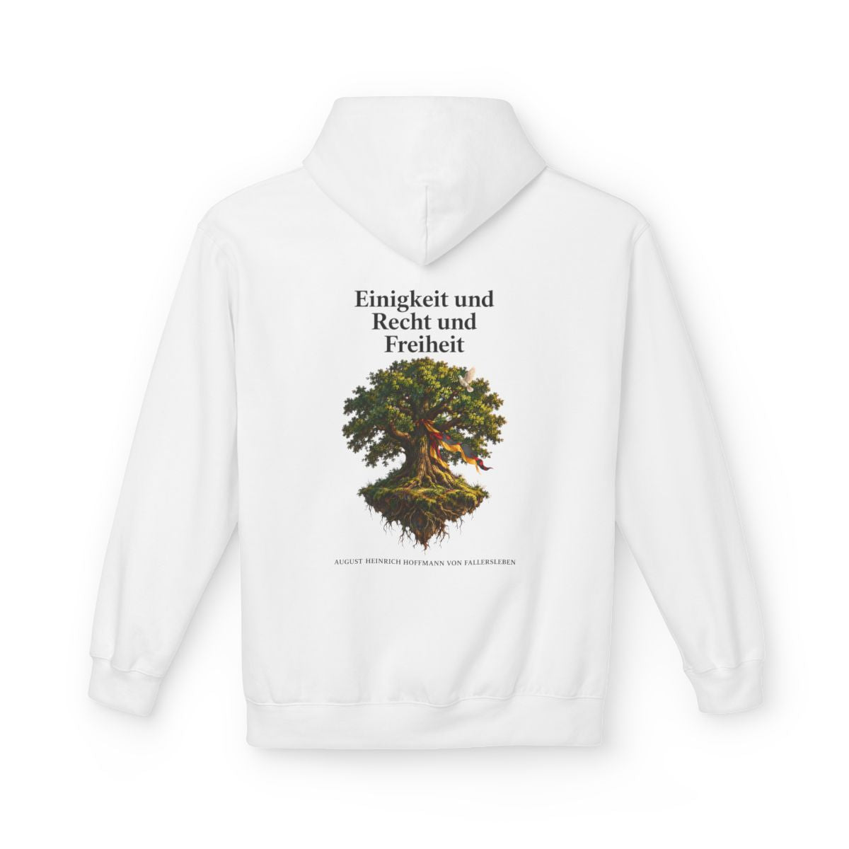 Unisex Fleece Hoodie mit Zitat - Fallersleben - Einigkeit und Recht und Freiheit – back