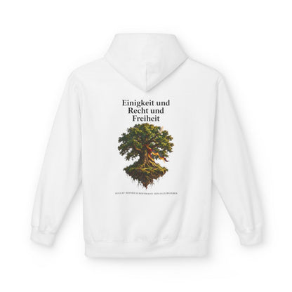 Unisex Fleece Hoodie mit Zitat - Fallersleben - Einigkeit und Recht und Freiheit – back