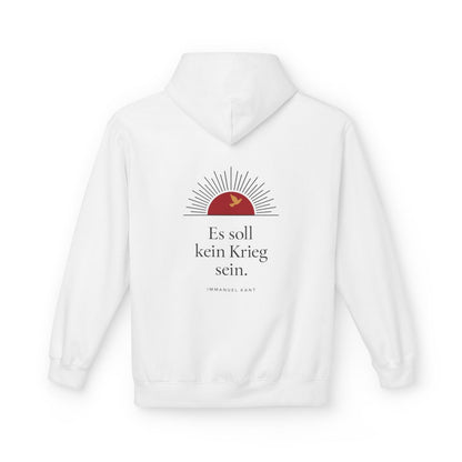 Unisex Fleece Hoodie mit Zitat - Kant - Es soll kein Krieg sein Sonne – back