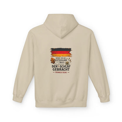 Unisex Fleece Hoodie mit Zitat - Heine - Nachtgedanken Flagge – back