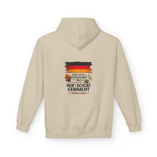 Unisex Fleece Hoodie mit Zitat - Heine - Nachtgedanken Flagge – back