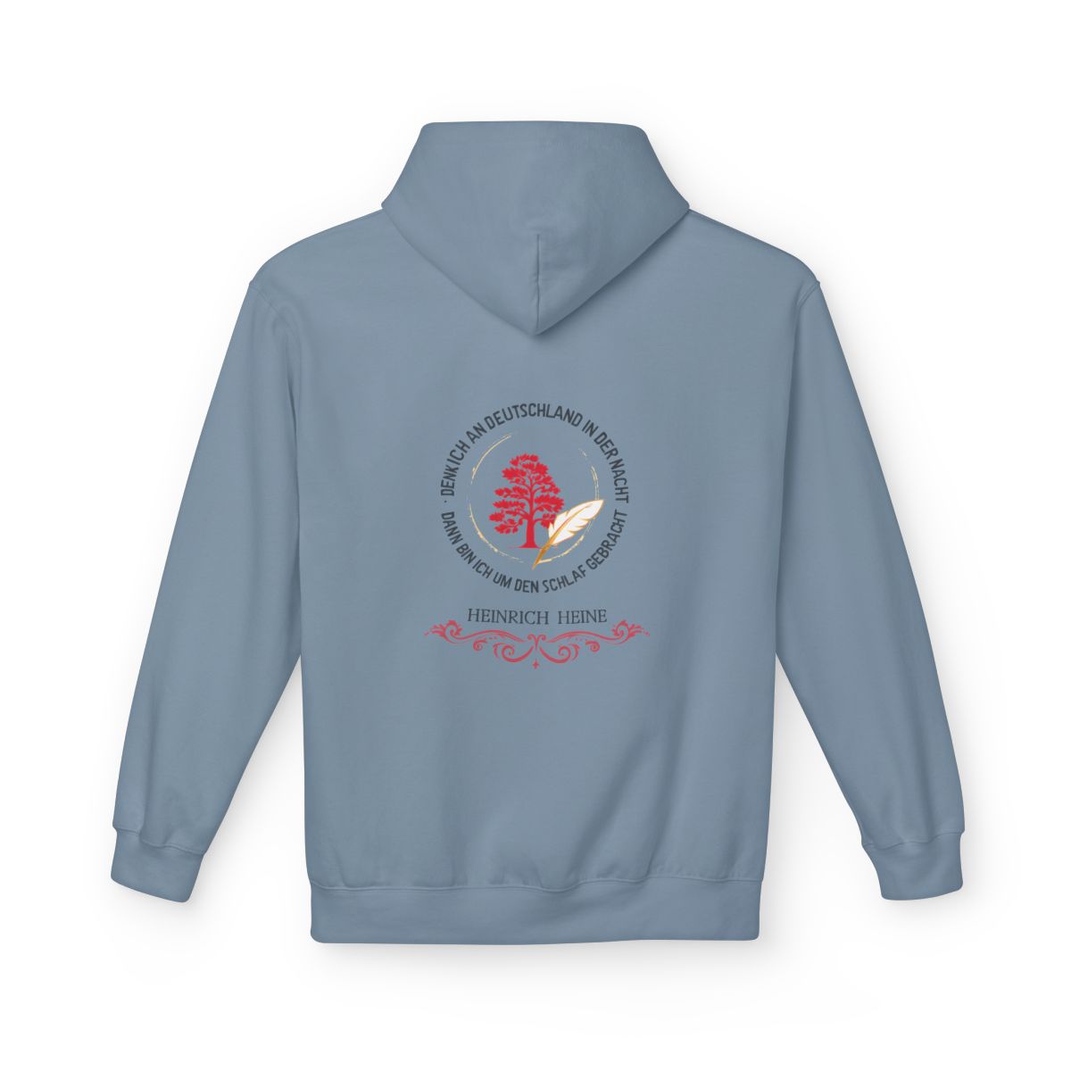 Unisex Fleece Hoodie mit Zitat - Heine - Nachtgedanken Kreis – back