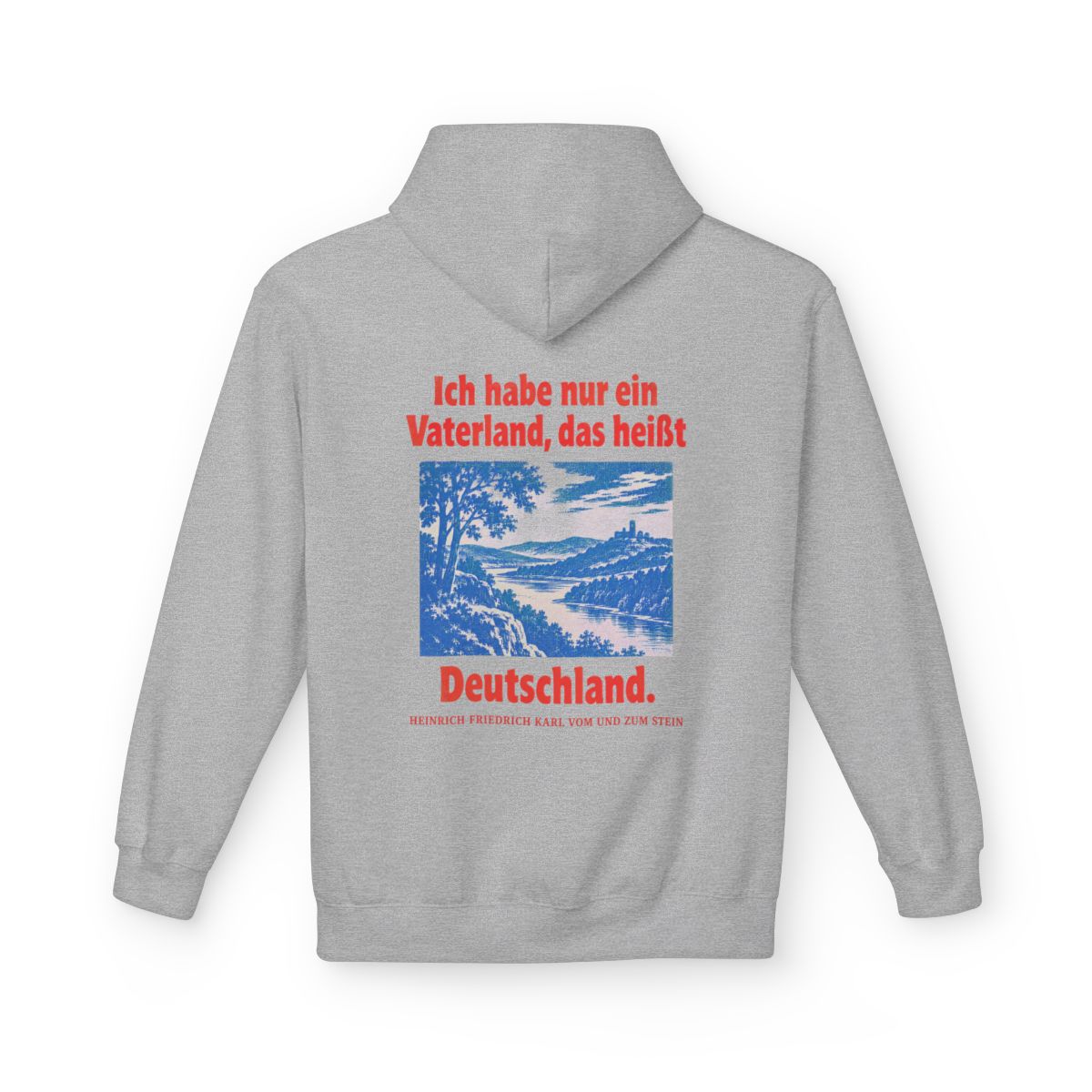Unisex Fleece Hoodie mit Zitat - Stein - Ich habe nur ein Vaterland – back