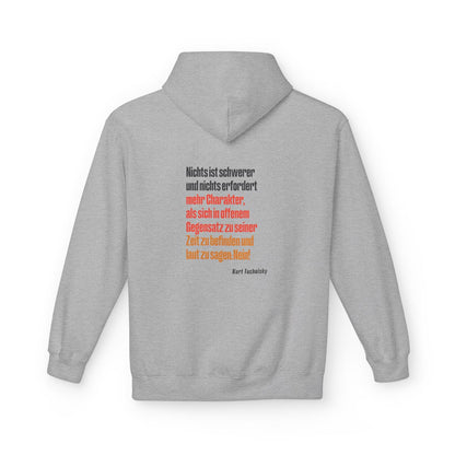 Unisex Fleece Hoodie mit Zitat - Tucholsky - Laut Nein sagen – back
