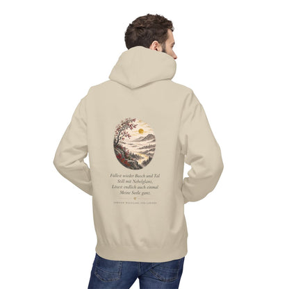 Unisex Fleece Hoodie mit Zitat - Goethe - Füllest wieder Busch und Tal – person-2-back