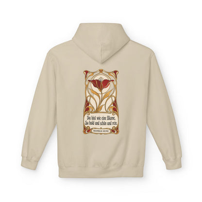 Unisex Fleece Hoodie mit Zitat - Heine - Du bist wie eine Blume Jugendstil – back
