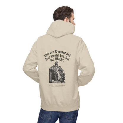 Unisex Fleece Hoodie mit Zitat - Bismarck - Wer den Daumen – person-2-back