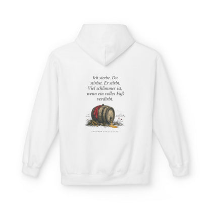 Unisex Fleece Hoodie mit Zitat - Ringelnatz - Ein volles Fass – back