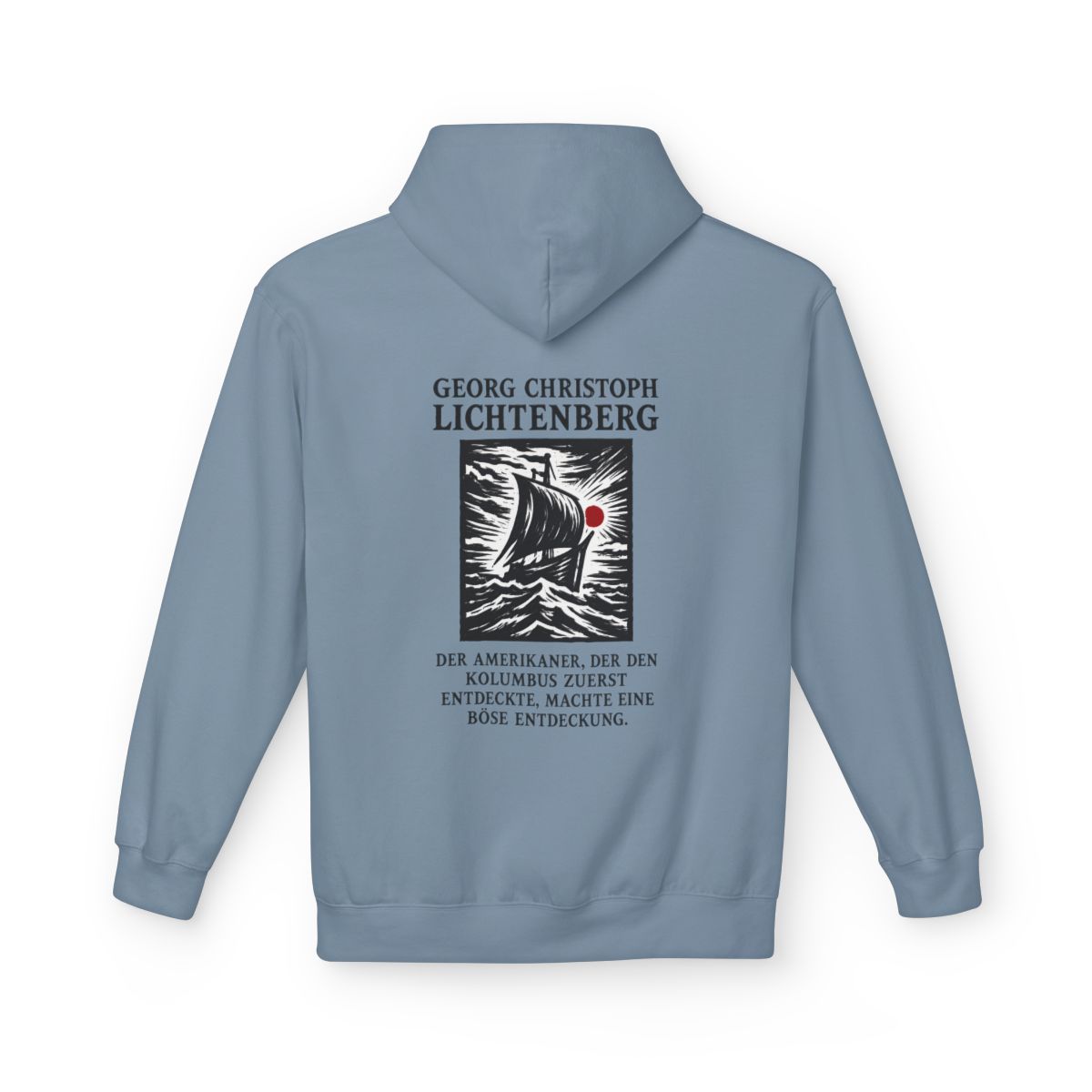 Unisex Fleece Hoodie mit Zitat - Lichtenberg - Der Amerikaner – back