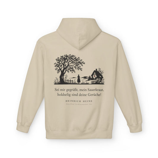 Unisex Fleece Hoodie mit Zitat - Heine - Sei mir gegrüßt, mein Sauerkraut – back