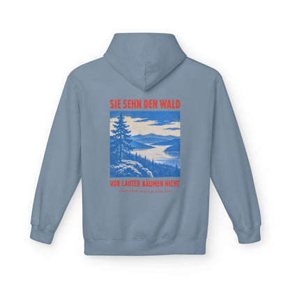 Unisex Fleece Hoodie mit Zitat - Wieland - Sie sehn den Wald vor – back