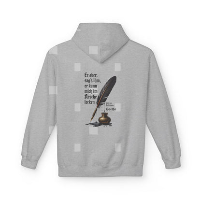 Unisex Fleece Hoodie mit Zitat - Goethe - Er kann mich im Arsche lecken – back
