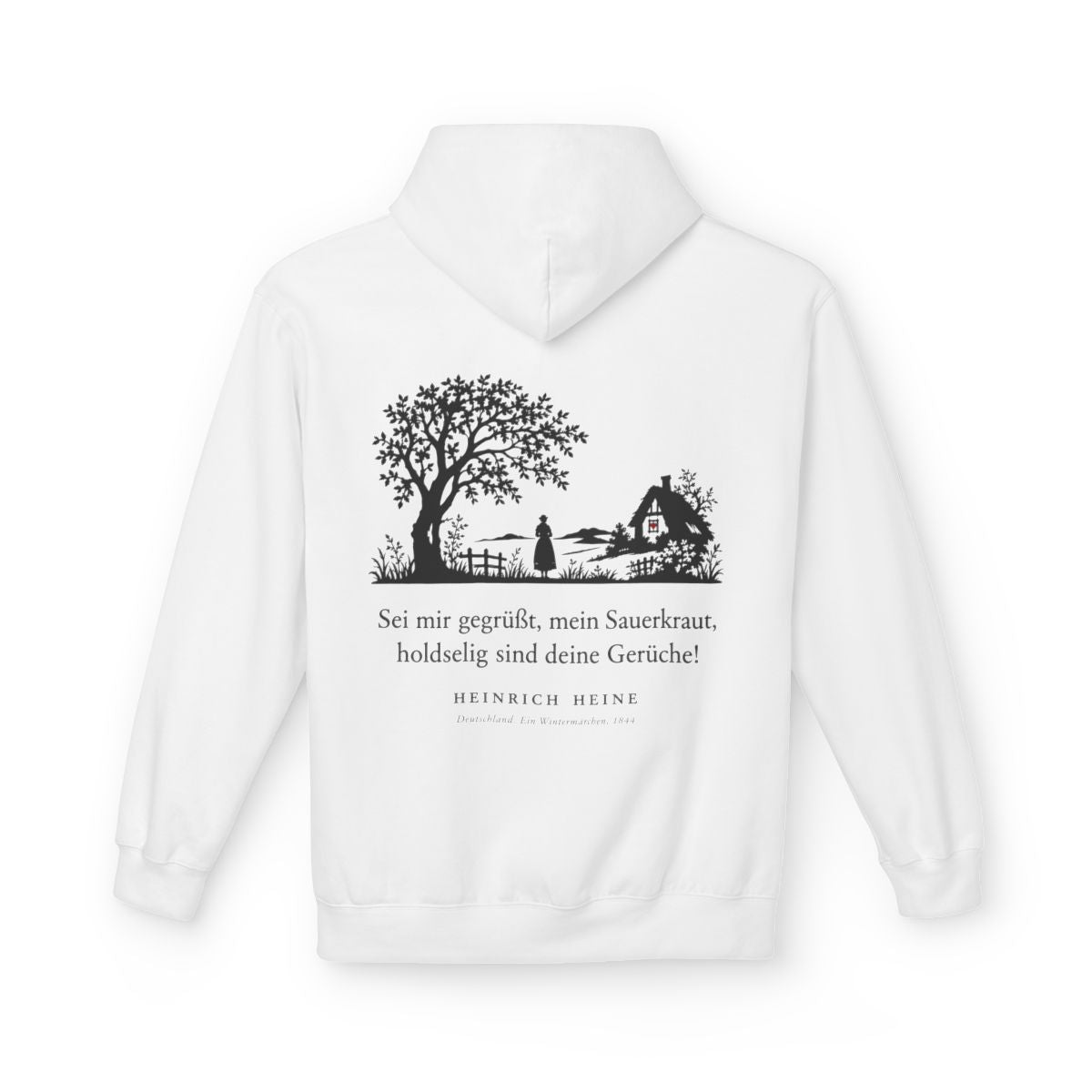 Unisex Fleece Hoodie mit Zitat - Heine - Sei mir gegrüßt, mein Sauerkraut – back