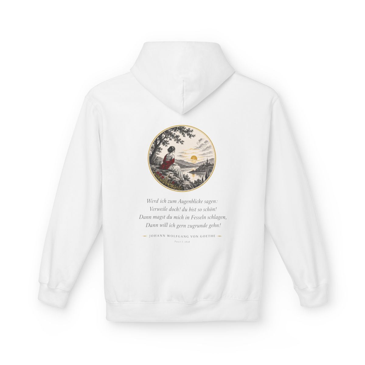 Unisex Fleece Hoodie mit Zitat - Goethe - Werd ich zum Augenblicke sagen – back