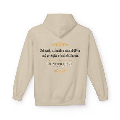 Unisex Fleece Hoodie mit Zitat - Heine - Ich weiß, sie tranken heimlich Wein – back