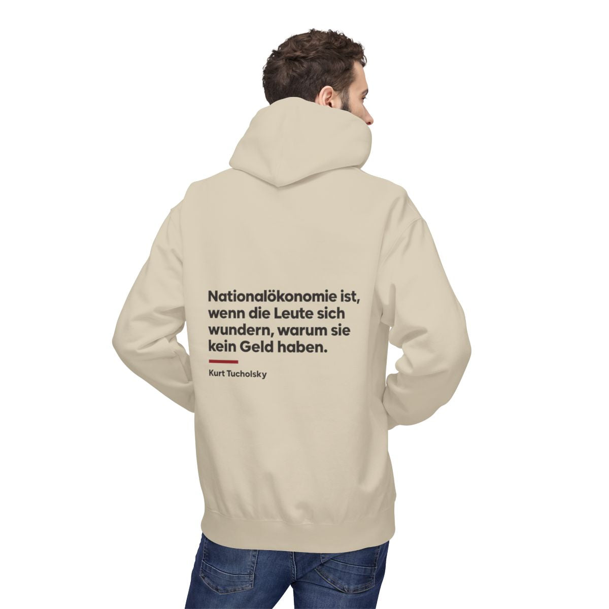 Unisex Fleece Hoodie mit Zitat - Tucholsky - Nationalökonomie – person-2-back