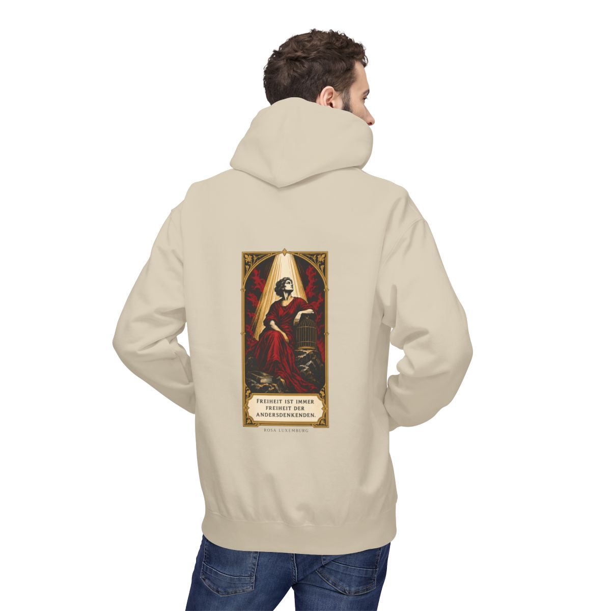 Unisex Fleece Hoodie mit Zitat - Luxemburg - Freiheit ist immer Freiheit der Andersdenkenden – person-2-back