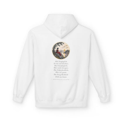 Unisex Fleece Hoodie mit Zitat - Goethe - Alles Vergängliche – back
