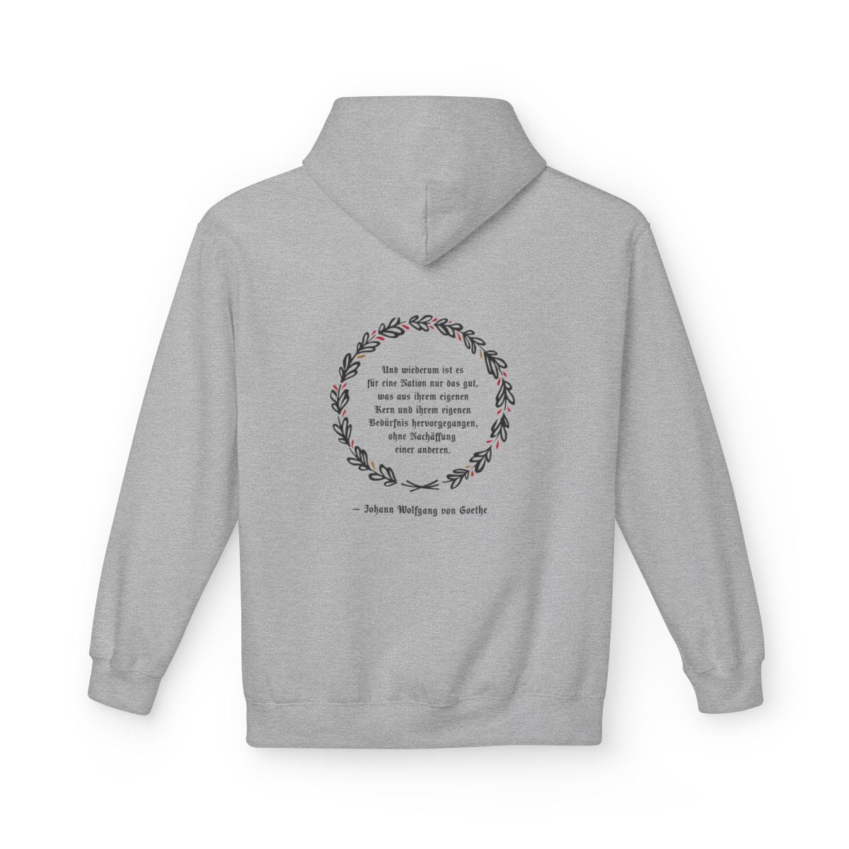 Unisex Fleece Hoodie mit Zitat - Goethe - Ohne Nachäffung – back
