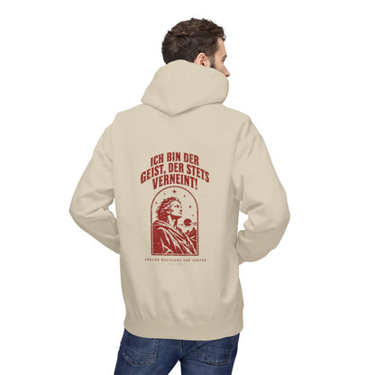 Unisex Fleece Hoodie mit Zitat - Goethe - Ich bin der Geist, der stets verneint – person-2-back
