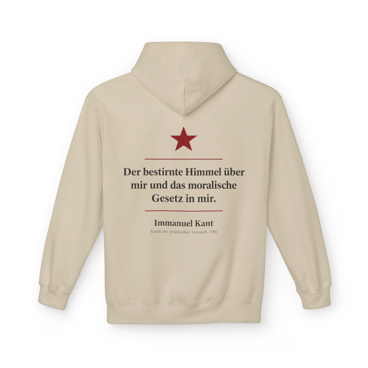 Unisex Fleece Hoodie mit Zitat - Kant - Der bestirnte Himmel über mir Symbol – back