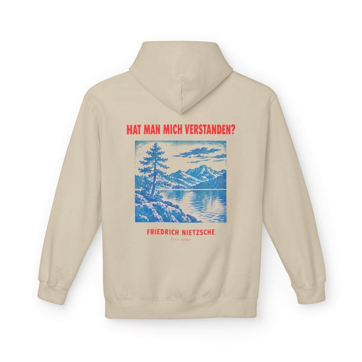 Unisex Fleece Hoodie mit Zitat - Nietzsche - Hat man mich verstanden Plakat – back