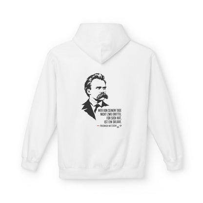 Unisex Fleece Hoodie mit Zitat - Nietzsche - Zwei Drittel für sich – back