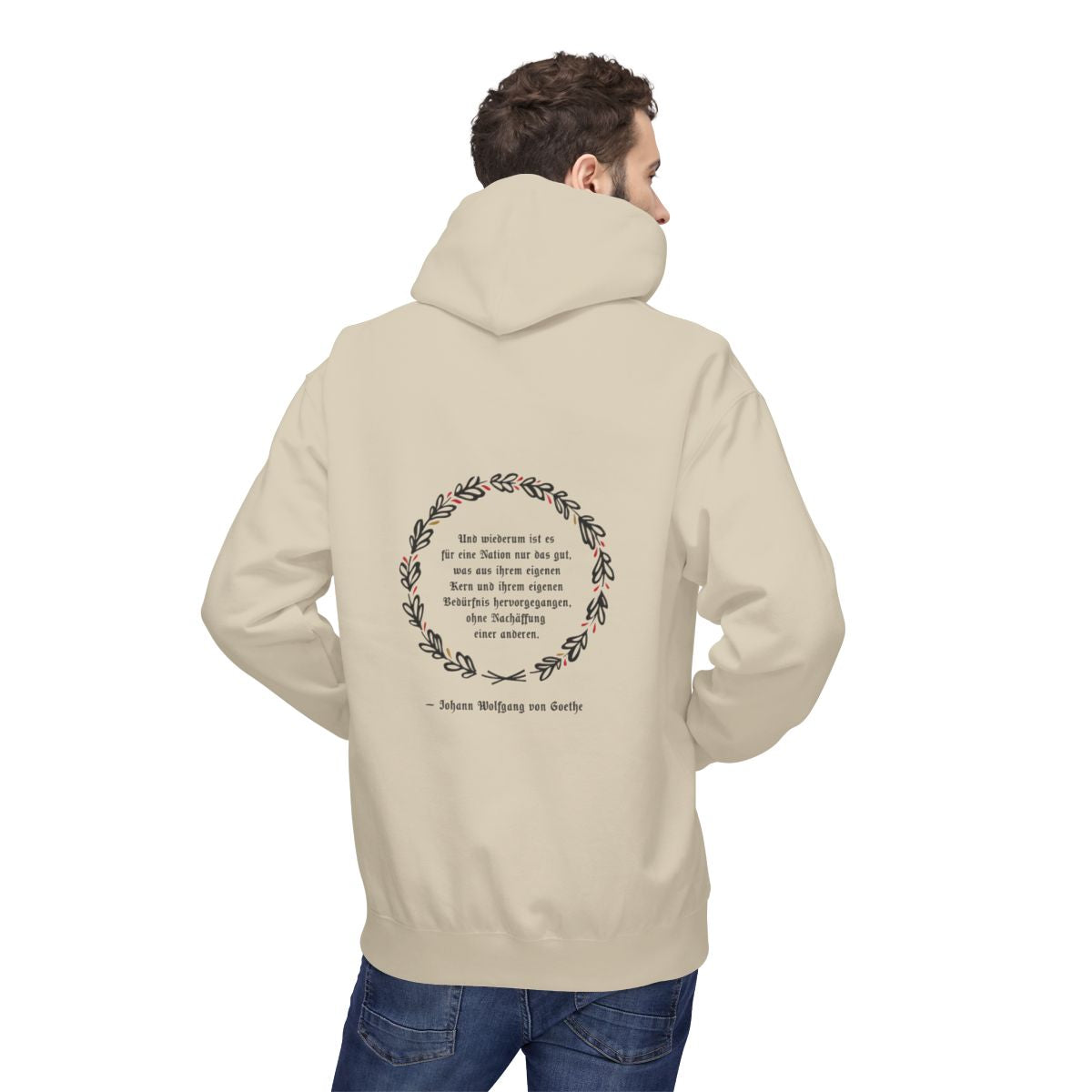 Unisex Fleece Hoodie mit Zitat - Goethe - Ohne Nachäffung – person-2-back