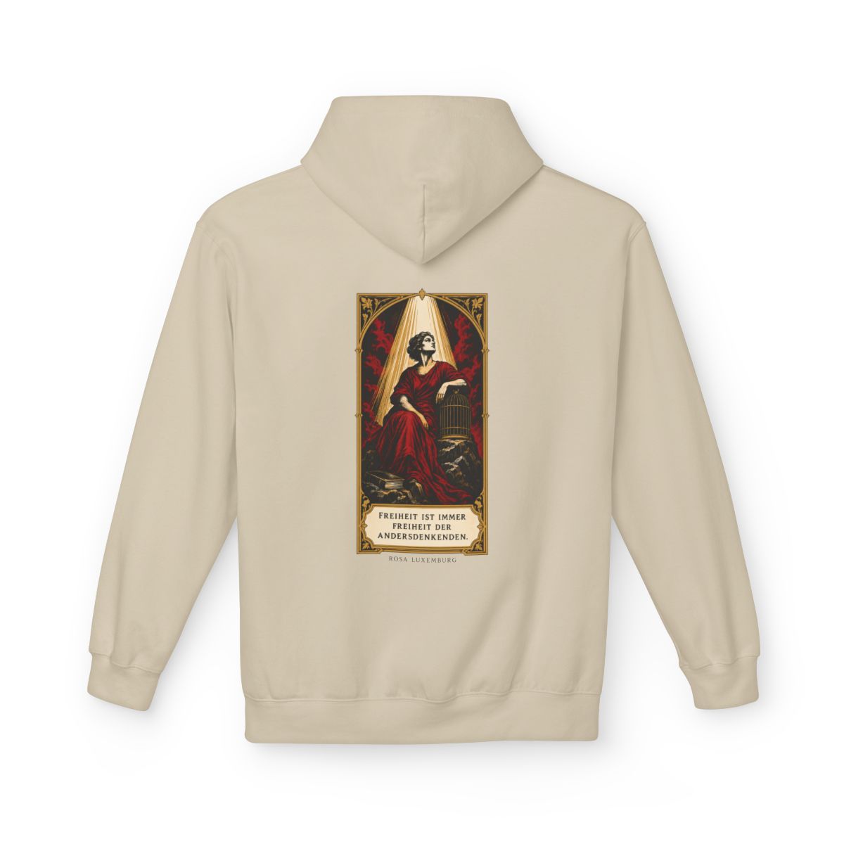 Unisex Fleece Hoodie mit Zitat - Luxemburg - Freiheit ist immer Freiheit der Andersdenkenden – back
