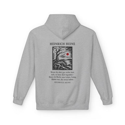 Unisex Fleece Hoodie mit Zitat - Heine - Wenn du aber gar nichts hast – back