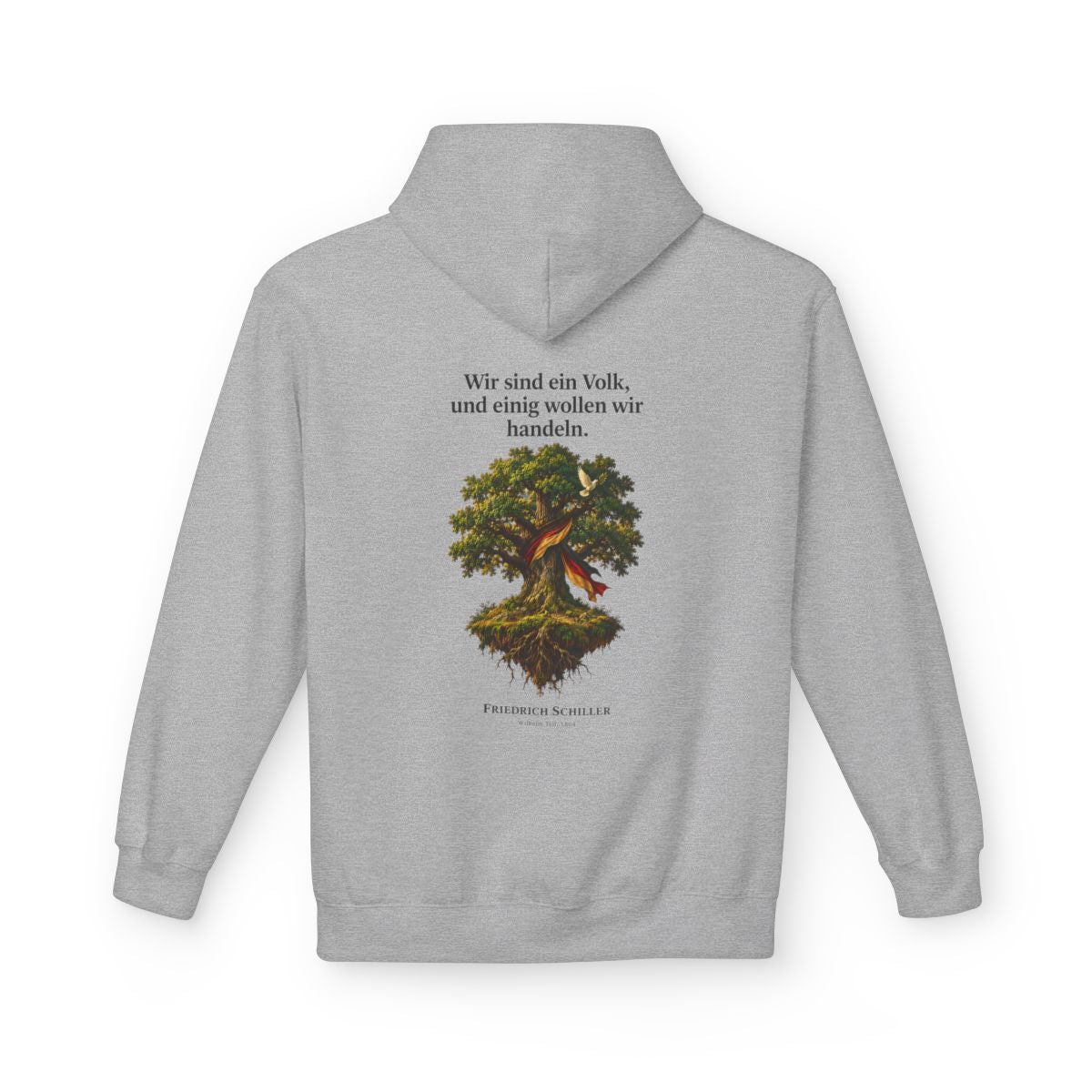 Unisex Fleece Hoodie mit Zitat - Schiller - Wir sind ein Volk – back