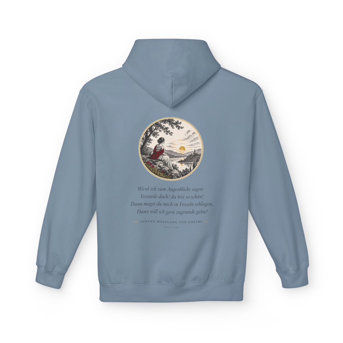 Unisex Fleece Hoodie mit Zitat - Goethe - Werd ich zum Augenblicke sagen – back