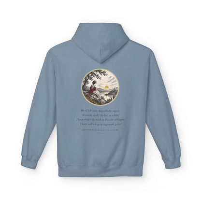 Unisex Fleece Hoodie mit Zitat - Goethe - Werd ich zum Augenblicke sagen – back