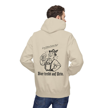 Unisex Fleece Hoodie mit Zitat - Hegel - Bier treibt auf Urin – person-2-back