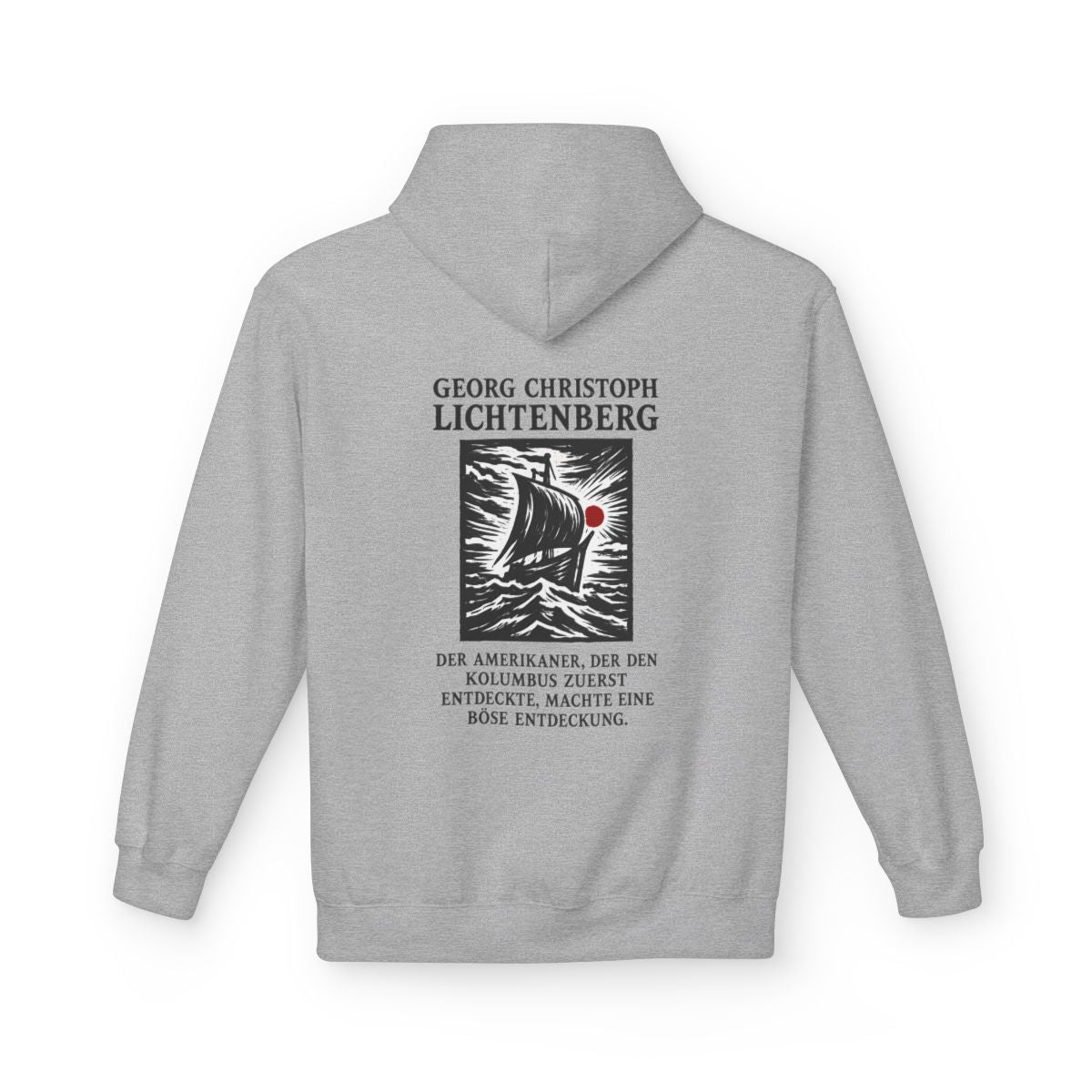Unisex Fleece Hoodie mit Zitat - Lichtenberg - Der Amerikaner – back