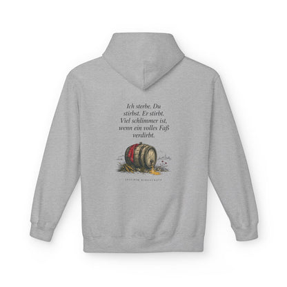Unisex Fleece Hoodie mit Zitat - Ringelnatz - Ein volles Fass – back
