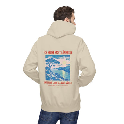 Unisex Fleece Hoodie mit Zitat - Goethe - Ich kenne nichts Ärmeres – person-2-back