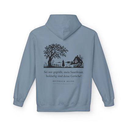 Unisex Fleece Hoodie mit Zitat - Heine - Sei mir gegrüßt, mein Sauerkraut – back